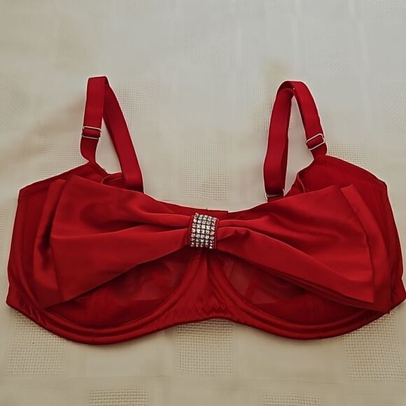 Victoria's Secret Women's Underwire Push-Up Without Padding Bow Bra Red 34DDD - Picture 14 of 16